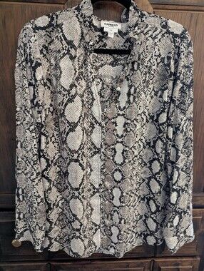 Express Snake Print Portofino Button-Front Top